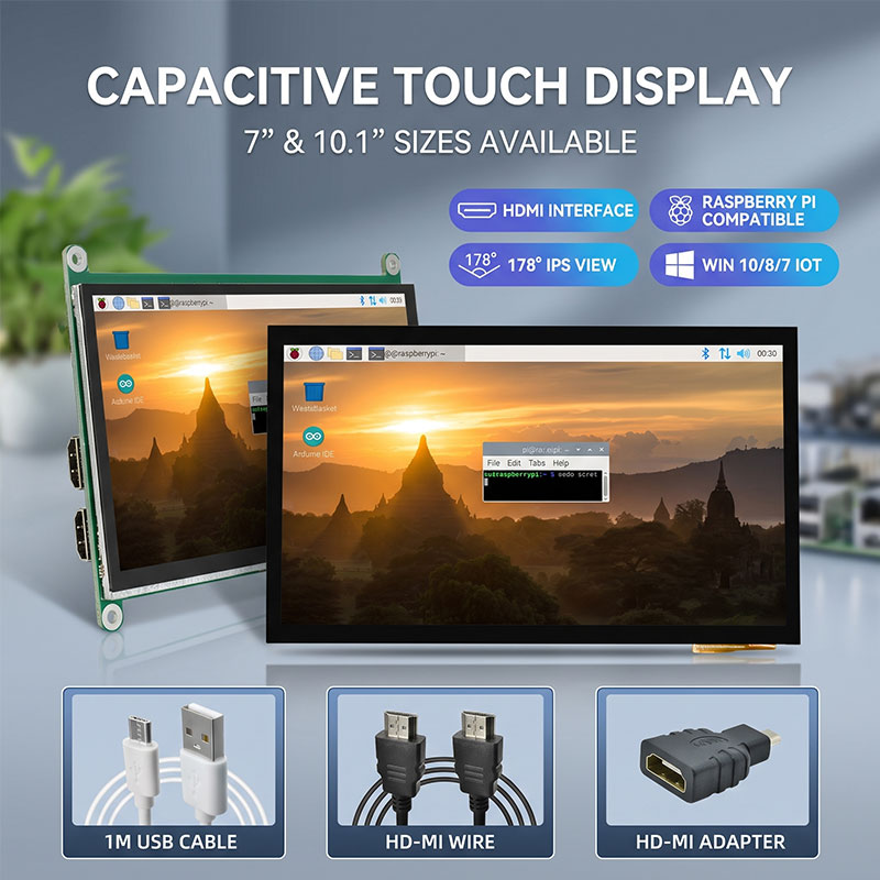 Raspberry Pi 10.1 Inch Capacitive Touch Screen Ips - Wyświetlacz dotykowy IPS HDMI 7 10,1
